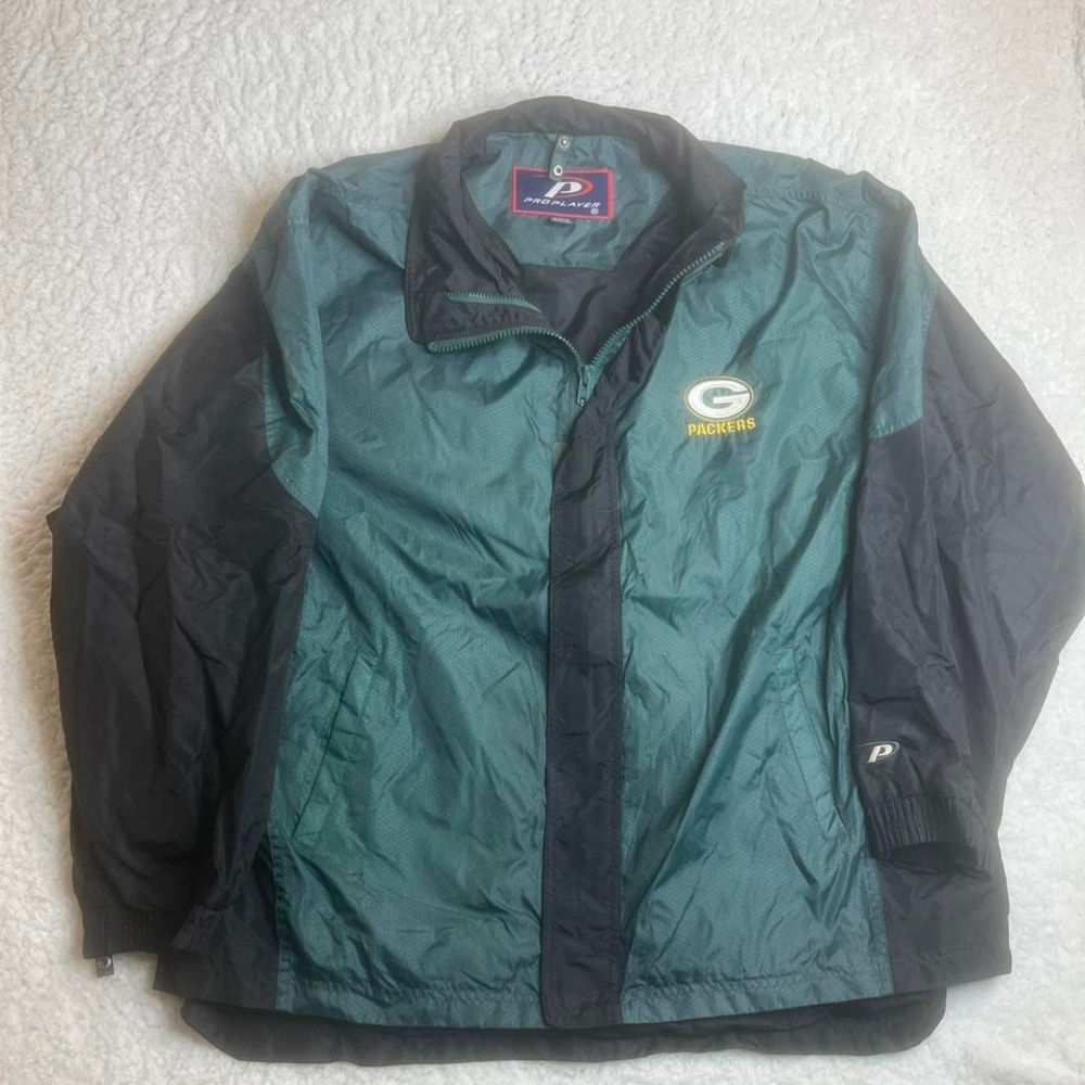 Vintage Green‎ Bay packers men's green pro player jacket nylon nfl embroidered